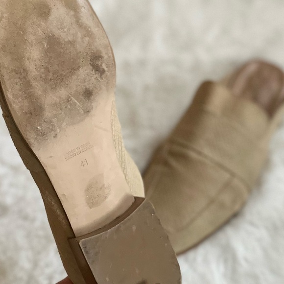FREE PEOPLE 41 / 9.5 10 At Ease Embossed Suede Slip On Cafe Taupe Loafer Mules - Picture 8 of 15